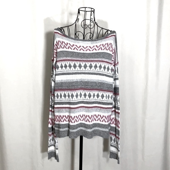 HOLLISTER Nordic Fair Isle Open Knit Boatneck Sweater - Picture 4 of 10